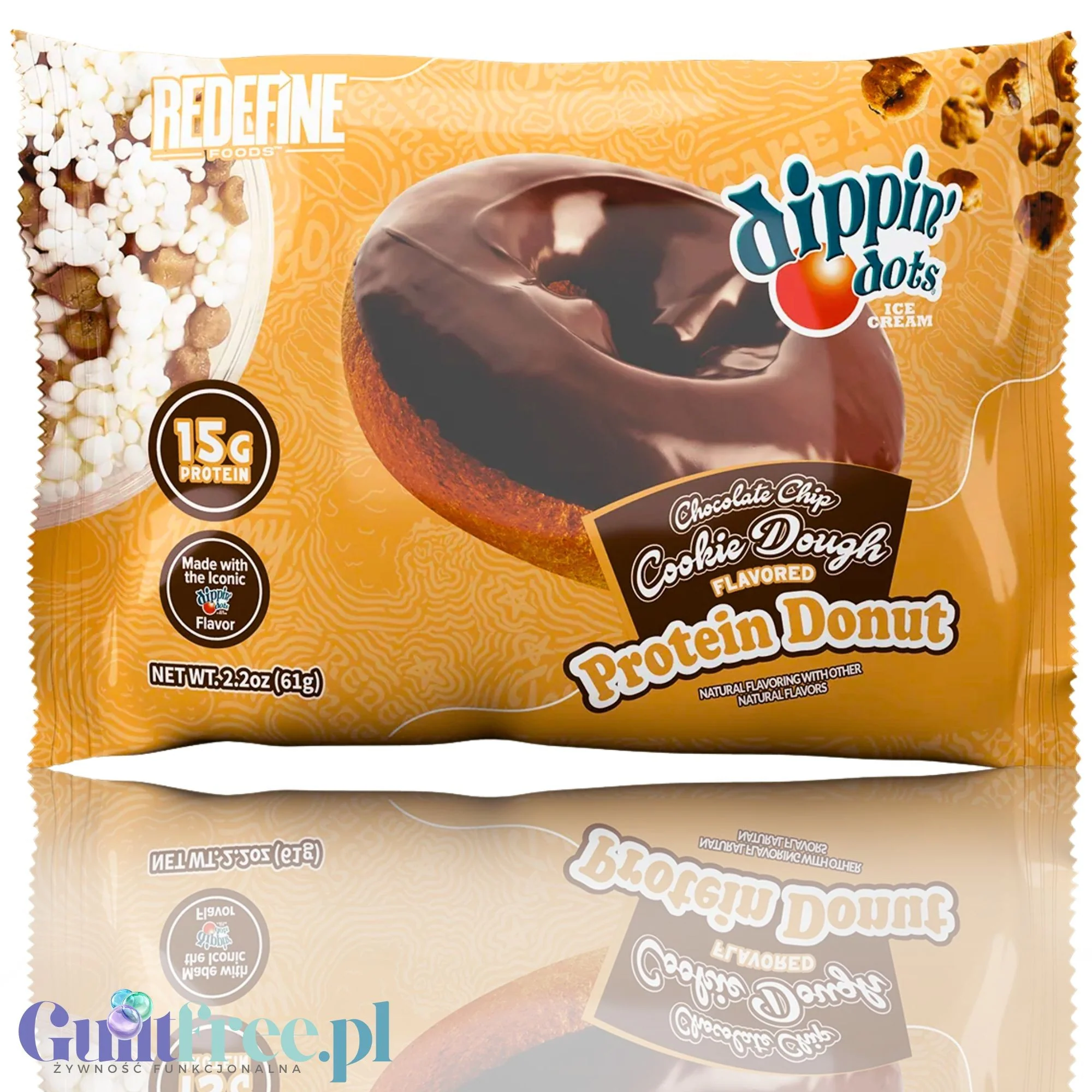 Redefine Protein Donut Dippin' Dots Chocolate Chip Cookie Dough - proteinowy donut 15g białka & 220kcal