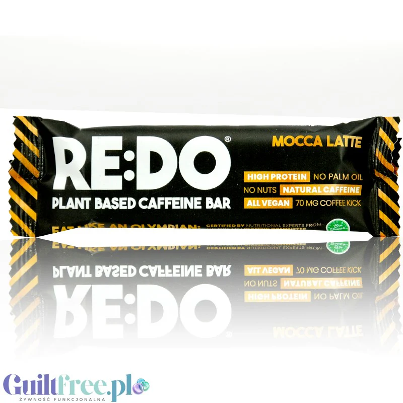 ReDo Plant Protein Bar Mocca Latte - wegański baton proteinowy z kofeiną, bez orzechów, oleju palmowego i słodzików
