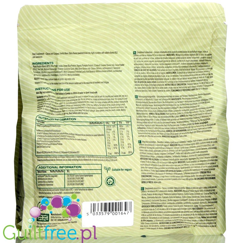 Reflex Nutrition Plant Cacao & Caramel - wegańska odżywka białkowa, Czekolada & Karmel - Image 2