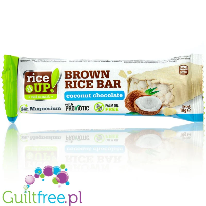 RiceUP Brown Rice Bar Coconut & White Chocolate 96kcal - baton ryżowy, Kokos w Białej Czekoladzie