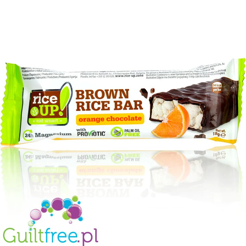 RiceUP Brown Rice Bar Orange Chocolate 94kcal - baton ryżowy o smaku pomarańczowym w Ciemnej Czekoladzie