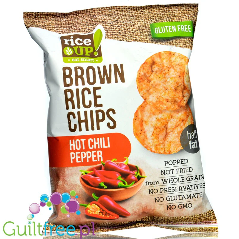 RiceUp Hot Chili Pepper 25g - pikantne chipsy z brązowego, pełnoziarnistego ryżu