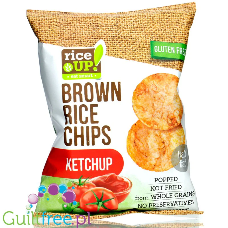 RiceUp Ketchup 25g - cieniutkie chipsy keczupowe z brązowego, pełnoziarnistego ryżu