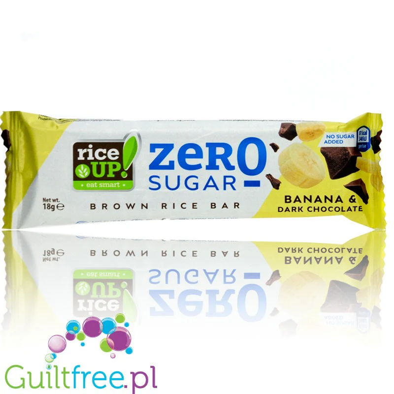RiceUP Zero Brown Rice Bar Banana & Dark Chocolate 81kcal - ryżowy batonik bez cukru i słodzików, Banan w Ciemnej Czekoladzie