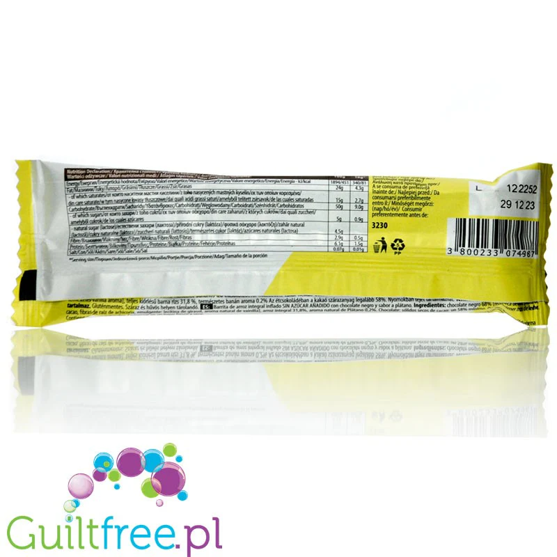 RiceUP Zero Brown Rice Bar Banana & Dark Chocolate 81kcal - ryżowy batonik bez cukru i słodzików, Banan w Ciemnej Czekoladzie - Image 2