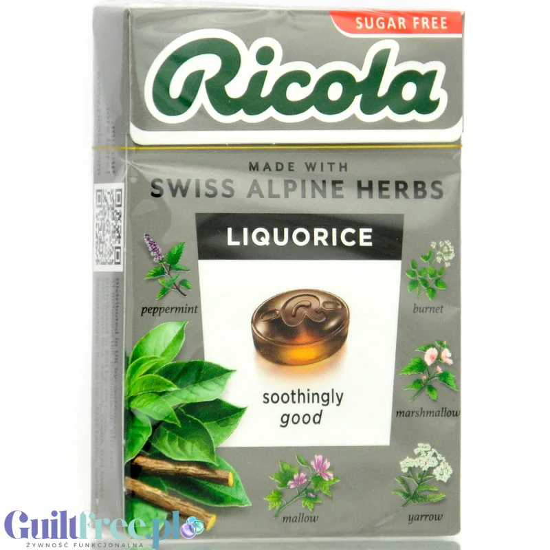 Ricola Liquorice - ziołowe cukierki lukrecjowe bez cukru ze stewią