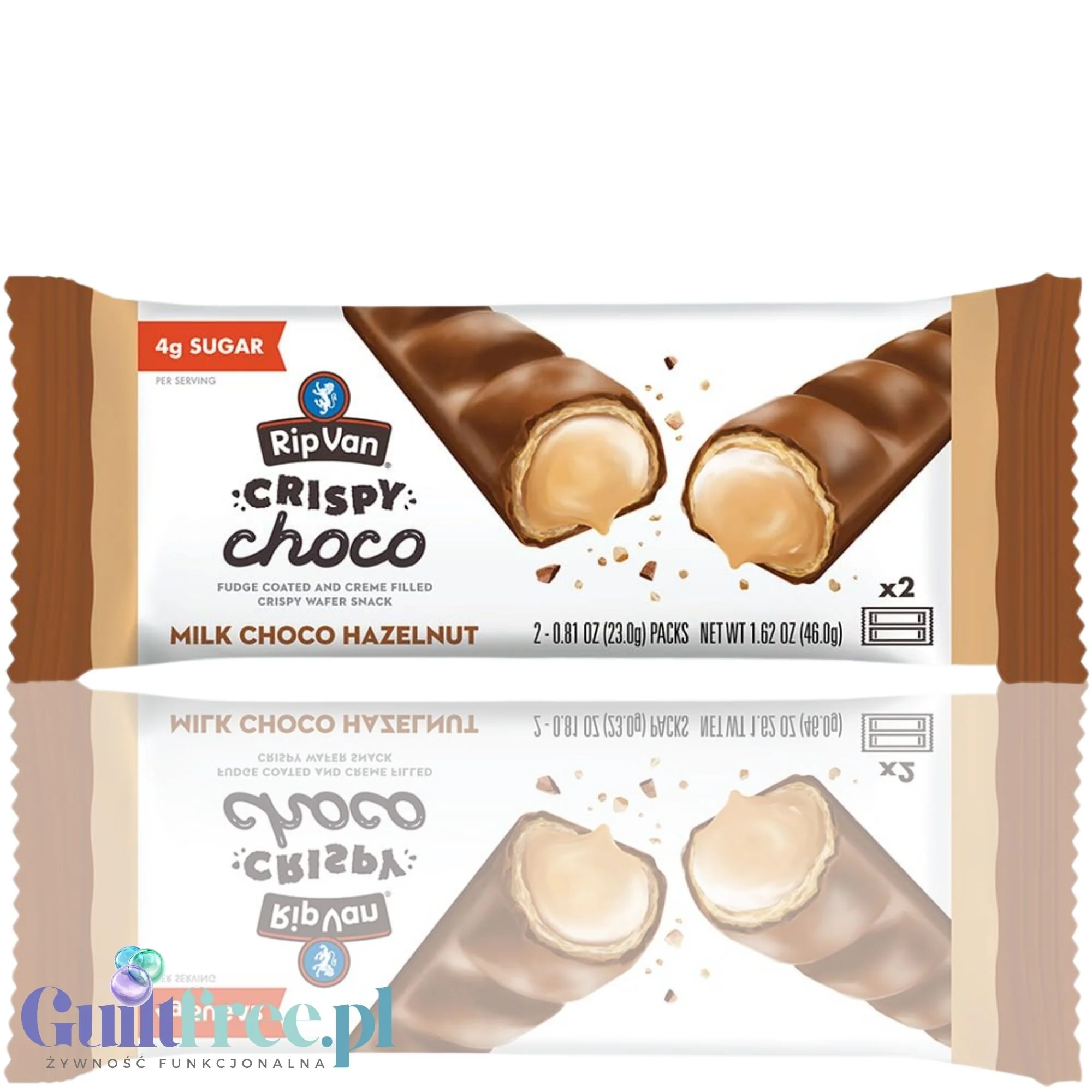 Rip Van Crispy Choco Milk Choco Hazelnut - wafelek w czekoladzie nadziewany kremem nugatowym a la Bueno