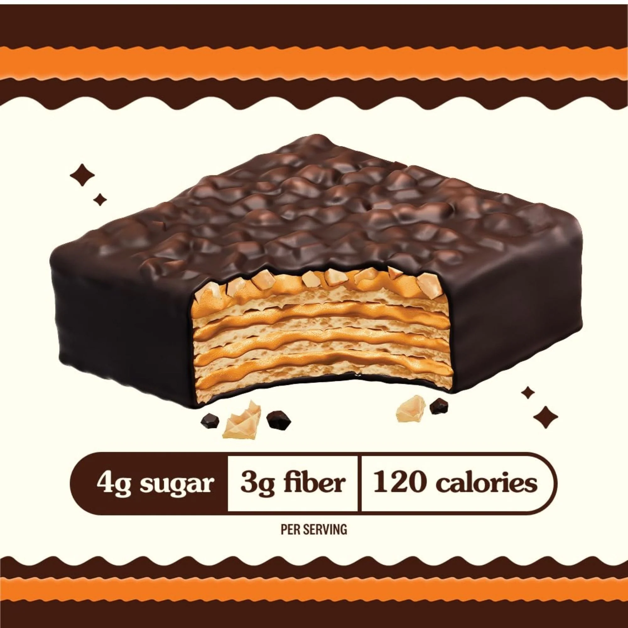 Rip Van Nutty Crunch Dark Choco Peanut 120kcal - słodko-słony wegański wafelek z orzechami i ciemną czekoladą - Image 2
