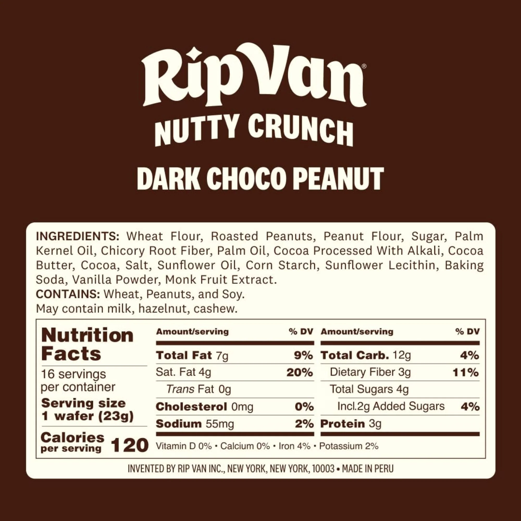 Rip Van Nutty Crunch Dark Choco Peanut 120kcal - słodko-słony wegański wafelek z orzechami i ciemną czekoladą - Image 4