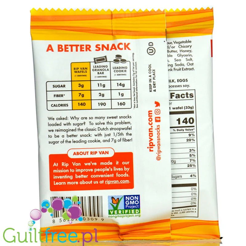 Rip Van Wafels Honey & Oats 140kcal - holenderski stroopwafel 80% mniej cukru, smak  miodowo-owsianym - Image 2