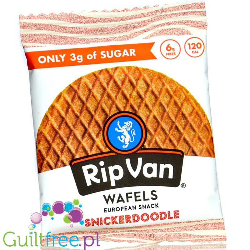 Rip Van Wafels Snickerdoodle 120kcal - holenderski stroopwafel 80% mniej cukru, smak ciastka cynamonowego