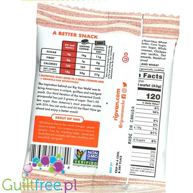 Rip Van Wafels Snickerdoodle 120kcal - holenderski stroopwafel 80% mniej cukru, smak ciastka cynamonowego - Image 2