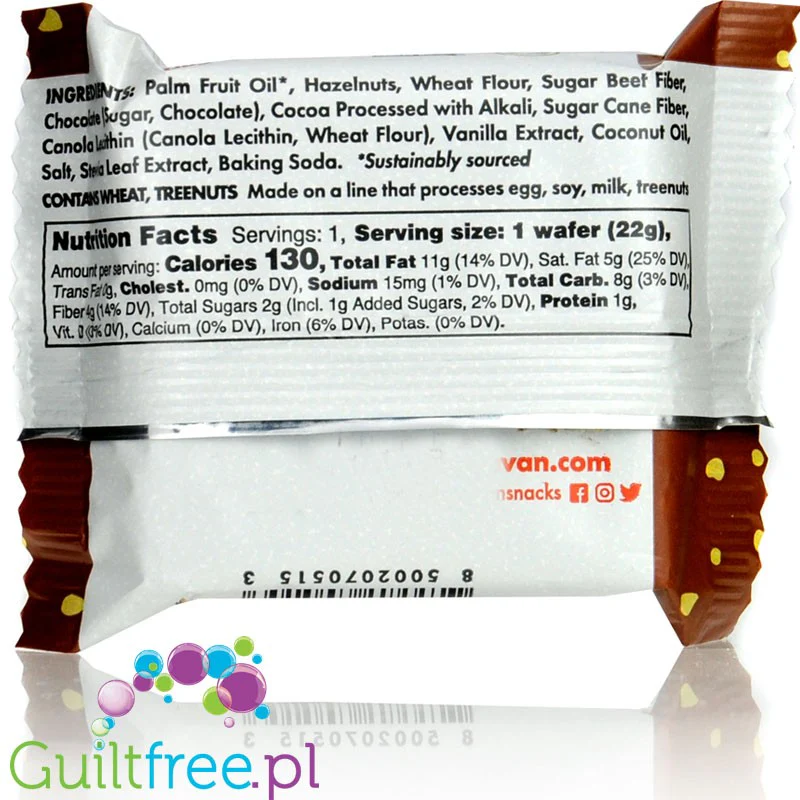 Rip Van Wafers Chocolate Hazelnut 130kcal - wafelek z kremem czekoladowym i orzechami laskowymi 2g cukru - Image 2