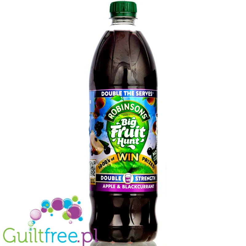 Robinsons Apple & Blackcurrant Squash Double Strength 1L - skoncentrowany syrop do rozcieńczania bez cukru i kalorii