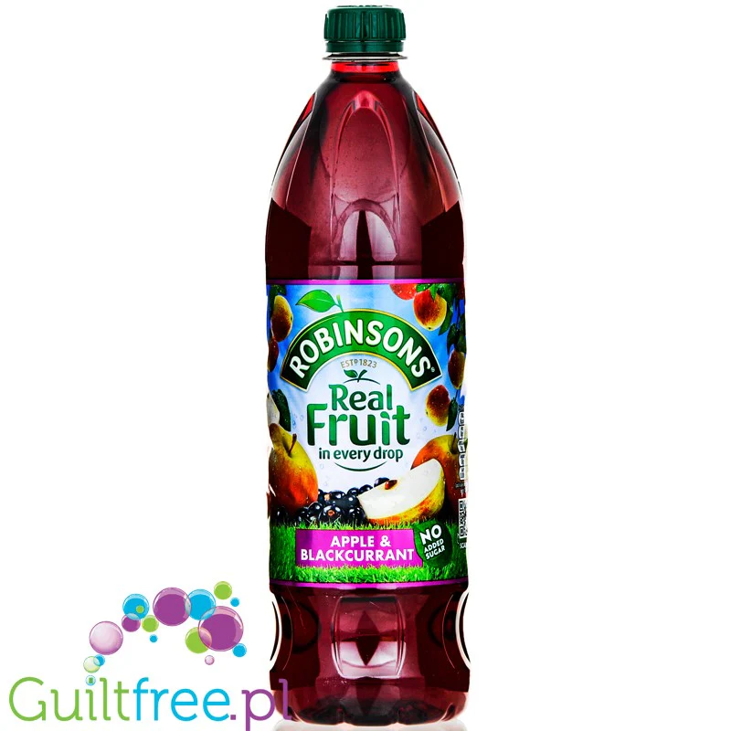 Robinsons Apple & Blackcurrant Squash - skoncentrowany syrop do rozcieńczania bez cukru i kalorii, Jabłko & Czarna Porzeczka