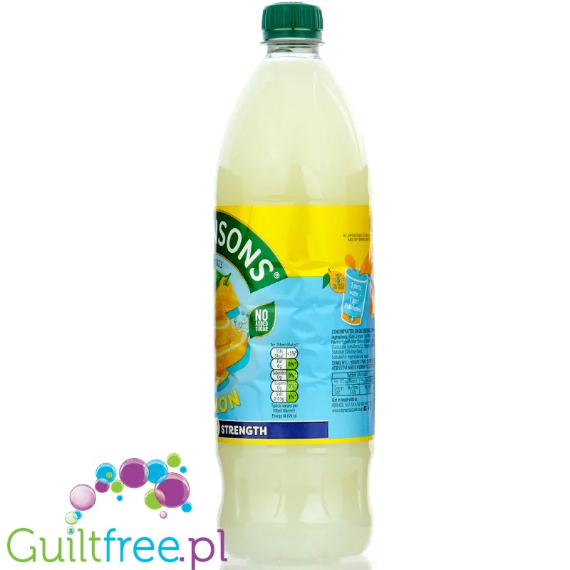 Robinsons Double Strength Lemon Squash 1L  - skoncentrowany syrop do rozcieńczania bez cukru i kalorii, Cytryna - Image 2