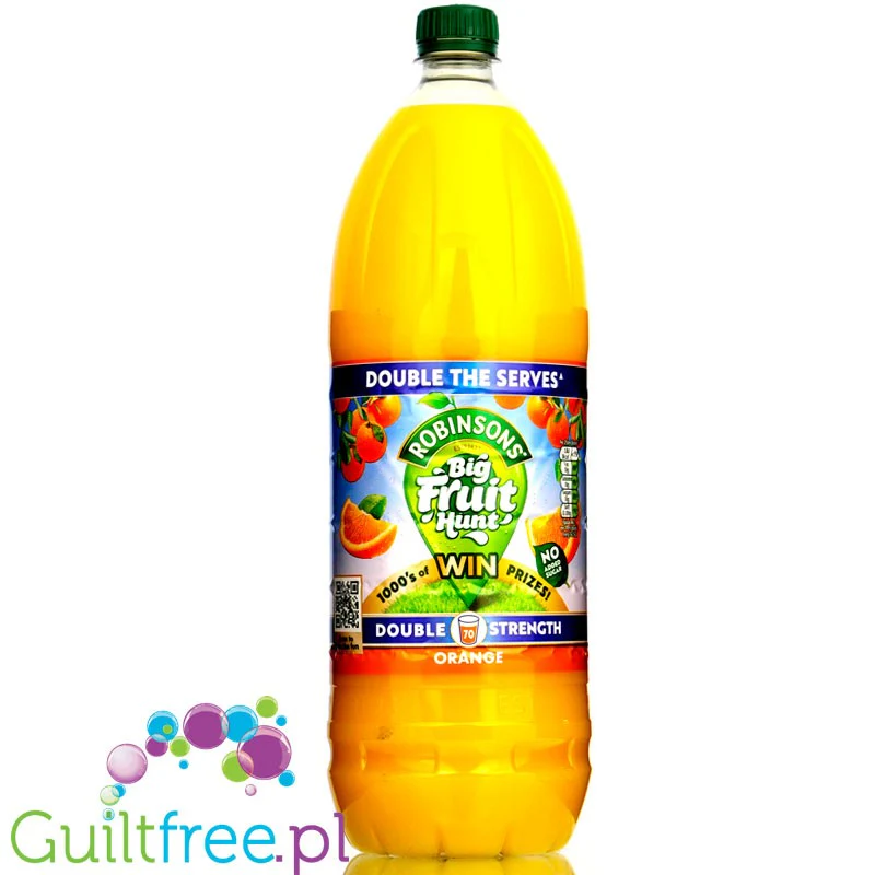 Robinsons Double Strength Orange Squash 1,75L - skoncentrowany syrop do rozcieńczania bez cukru i kalorii, Pomarańcza