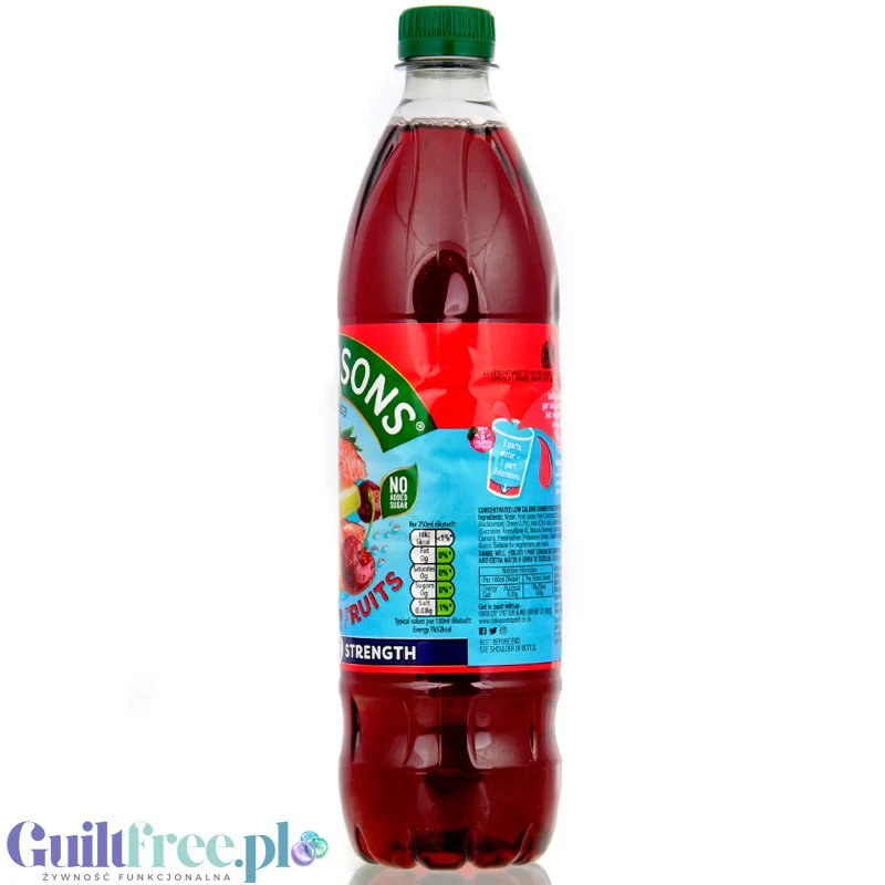 Robinsons Double Strength Summer Fruits Squash 750ml - skoncentrowany syrop do rozcieńczania bez cukru i kalorii, Letnie Owoce - Image 3