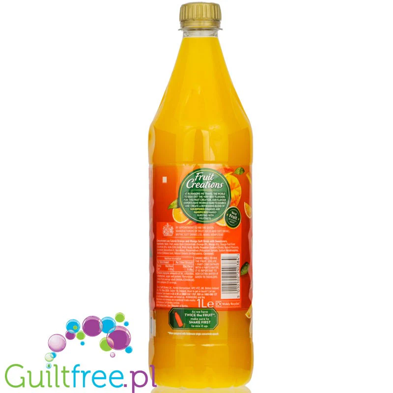 Robinsons Fruit Creations Orange & Mango Squash - skoncentrowany syrop do rozcieńczania bez cukru i kalorii - Image 2