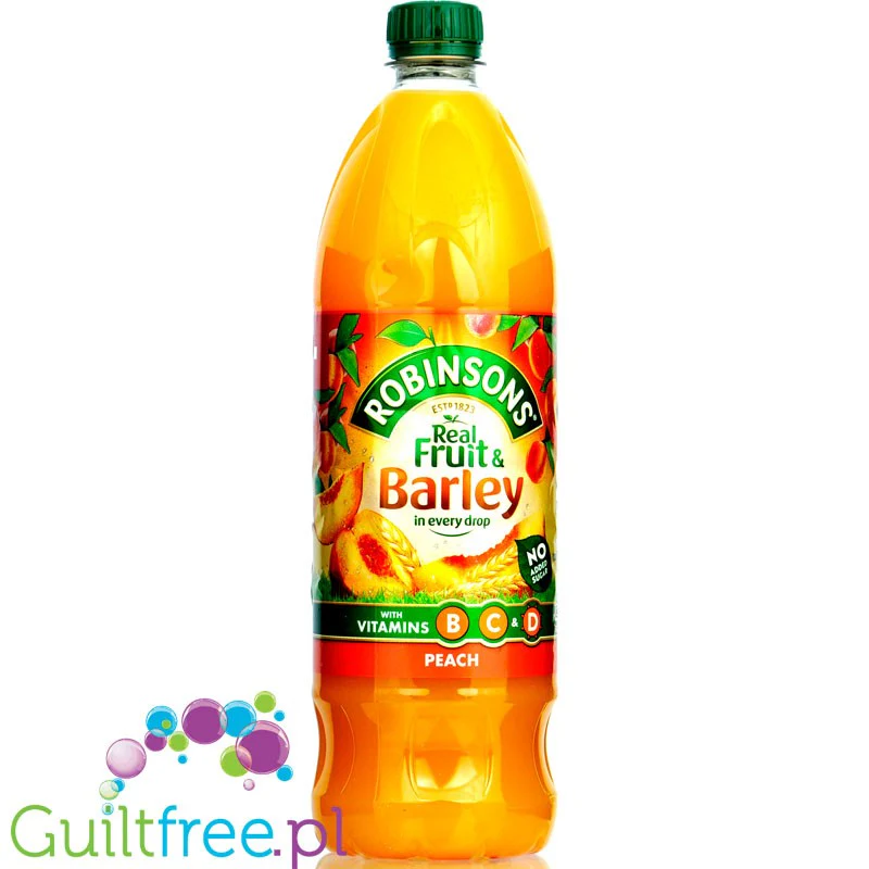 Robinsons Real Fruit Barley Peach Squash - skoncentrowany syrop do rozcieńczania bez cukru i kalorii, Brzoskwinia