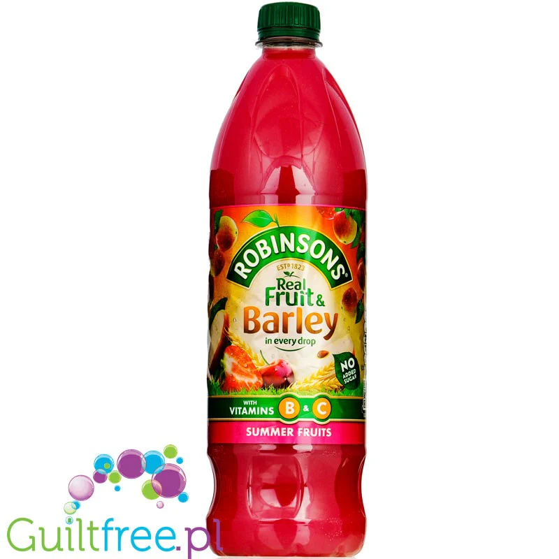 Robinsons Summer Fruits Barley Squash - skoncentrowany syrop do rozcieńczania bez cukru i kalorii, Letnie Owoce
