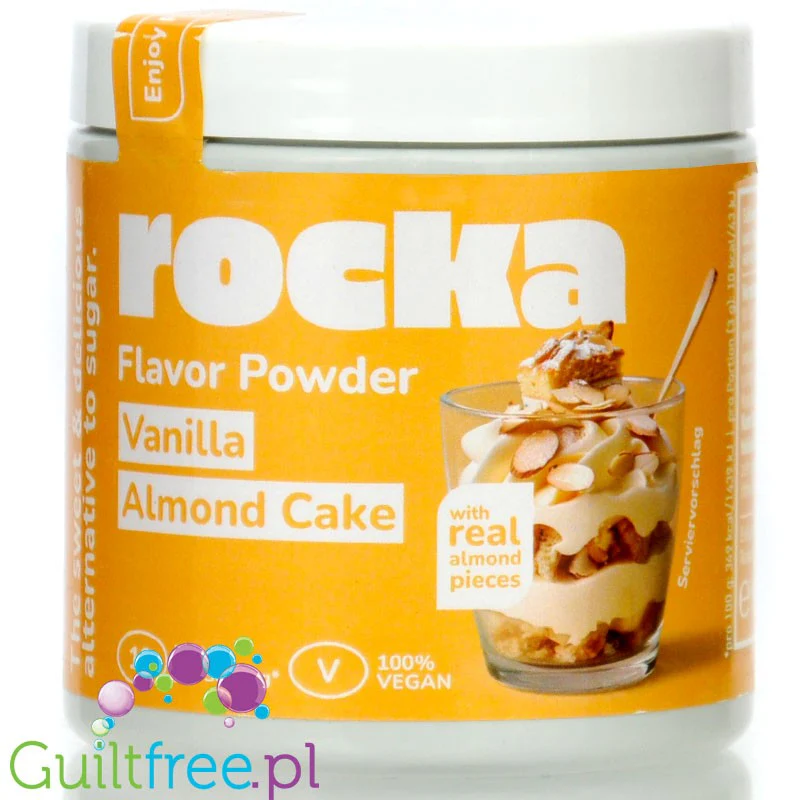 Rocka Nutrition Flavor Powder Vanilla Almond Cake - wegański słodzący aromat w proszku z karmelem i migdałami