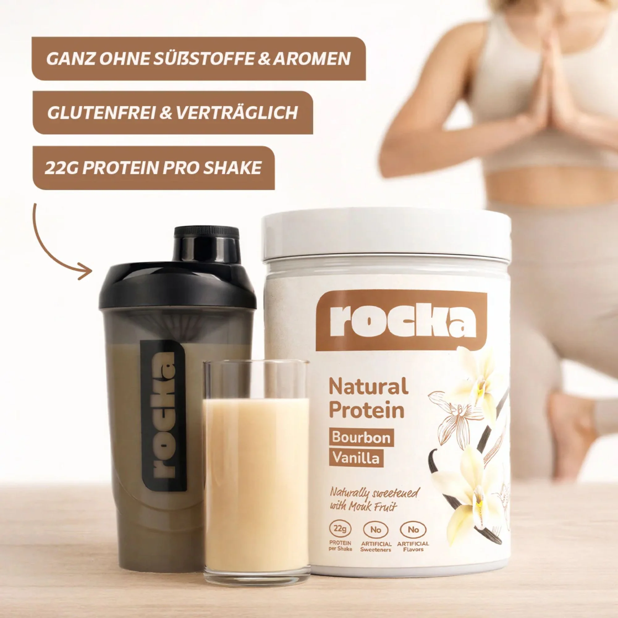Rocka Nutrition Natural Protein Bourbon Vanilla 600g - wegańska odżywka białkowa ULTRA prosty skład unikat - Image 2