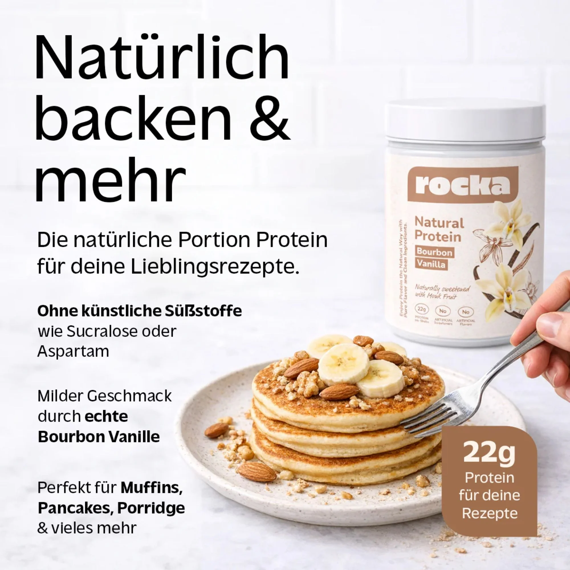 Rocka Nutrition Natural Protein Bourbon Vanilla 600g - wegańska odżywka białkowa ULTRA prosty skład unikat - Image 4