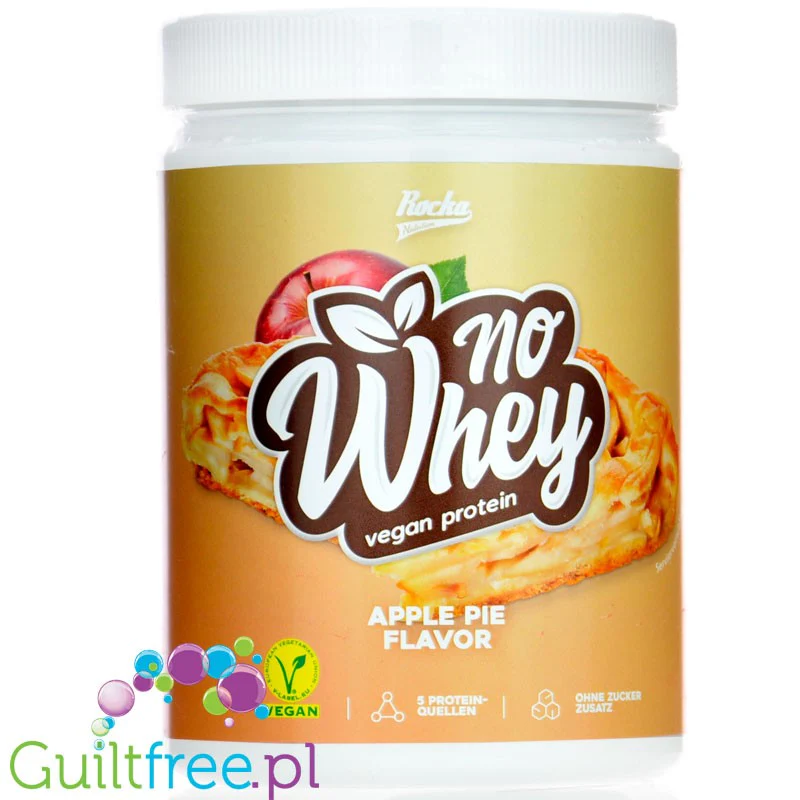 Rocka Nutrition NO WHEY Apple Pie 300g - wegańska odżywka białkowa 5 źródeł białka, bez soi i glutenu