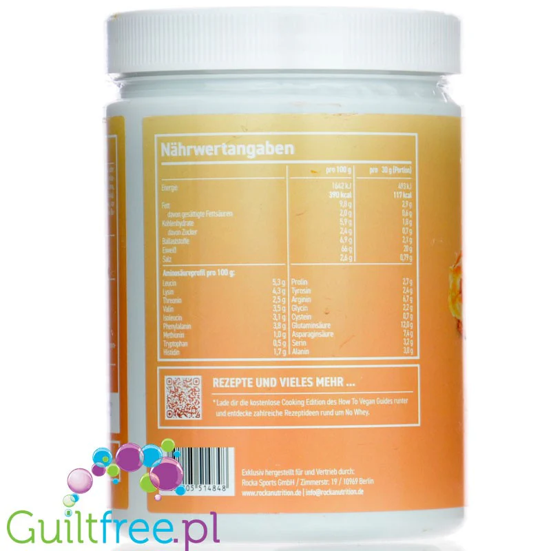 Rocka Nutrition NO WHEY Apple Pie 300g - wegańska odżywka białkowa 5 źródeł białka, bez soi i glutenu - Image 2
