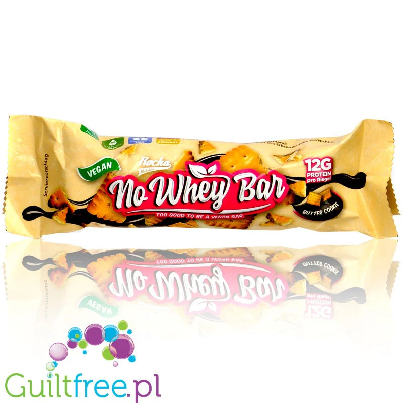 Rocka Nutrition NO WHEY Butter Cookie - wegański baton białkowy bez cukru i oleju palmowego