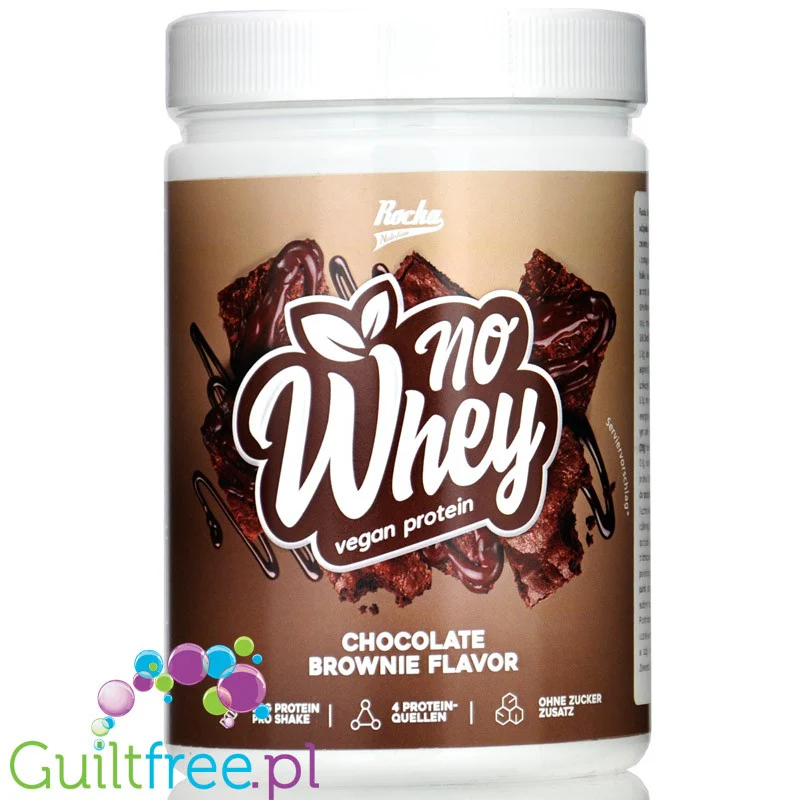 Rocka Nutrition NO WHEY Chocolate Brownie 0,3kg - wegańska odżywka białkowa 4 źródła białka, bez glutenu
