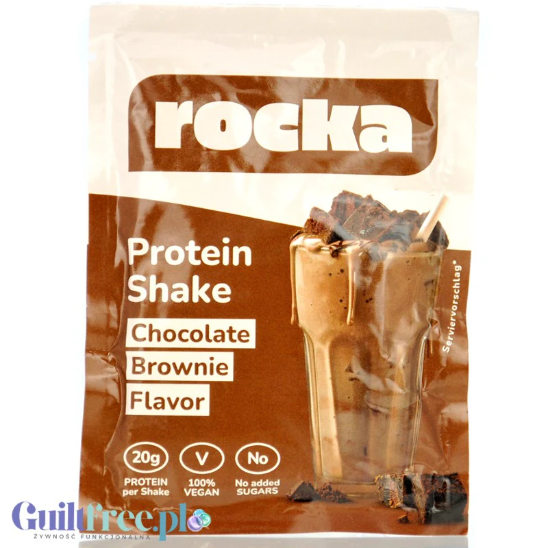 Rocka Nutrition Protein Shake Chocolate Brownie - wegańska odżywka białkowa 4 źródła białka, saszetka