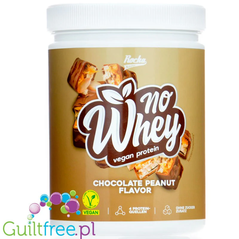 Rocka Nutrition NO WHEY Chocolate Peanut 300g - wegańska odżywka białkowa 5 źródeł białka, bez soi i glutenu