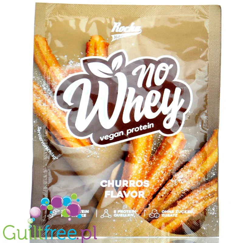 Rocka Nutrition NO WHEY Churros 30g - wegańska odżywka białkowa 5 źródeł białka, bez soi i glutenu saszetka