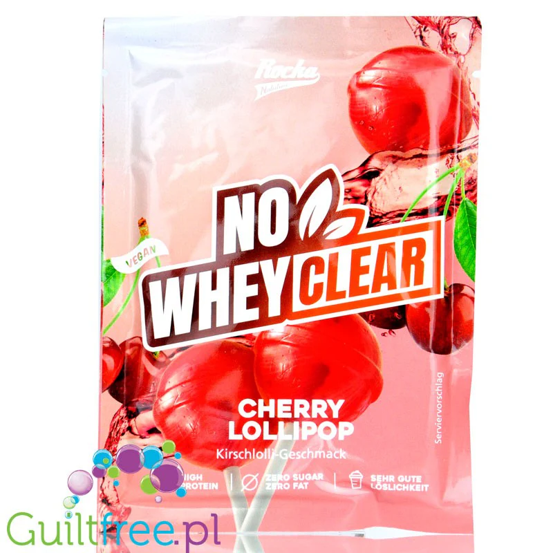 Rocka Nutrition No Whey Clear Cherry Lollipop - wegański hydrolizat o smaku wiśniowym, saszetka