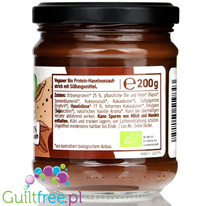 Rocka Nutrition No Whey Cream Bio Hazelnut Crunch - wegański krem kakaowo-orzechowy bez cukru - Image 3