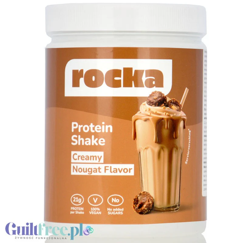 Rocka Nutrition Protein Shake Creamy Nougat 300g - wegańska odżywka białkowa 5 źródeł białka