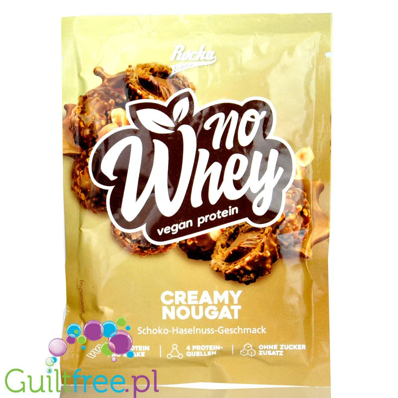 Rocka Nutrition NO WHEY Creamy Nougat - wegańska odżywka białkowa 5 źródeł białka, saszetka
