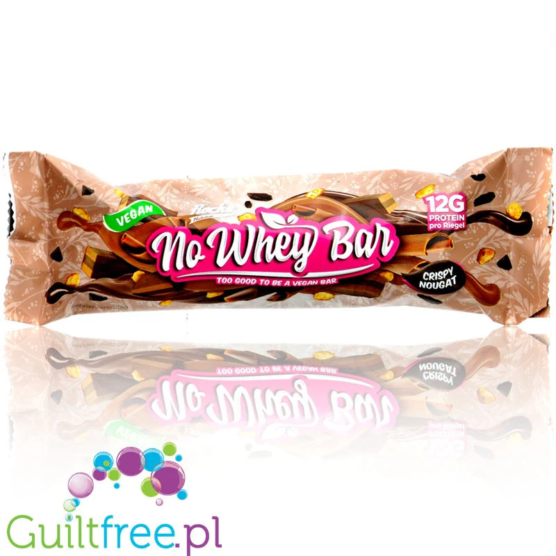Rocka Nutrition NO WHEY Crispy Nougat - wegański baton białkowy bez cukru i oleju palmowego