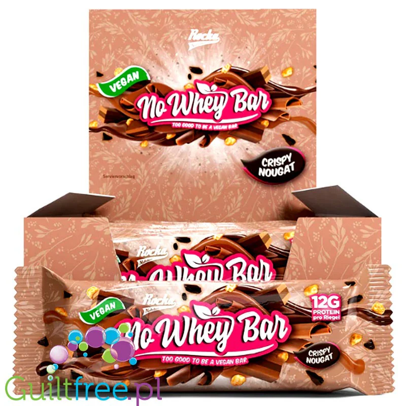 Rocka Nutrition NO WHEY Crispy Nougat - wegański baton białkowy bez cukru i oleju palmowego - Image 2