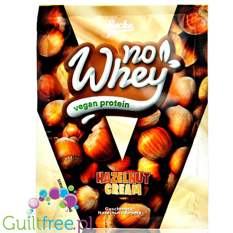 Rocka Nutrition NO WHEY Hazelnut Cream - wegańska odżywka białkowa, saszetka 30g - Image 2