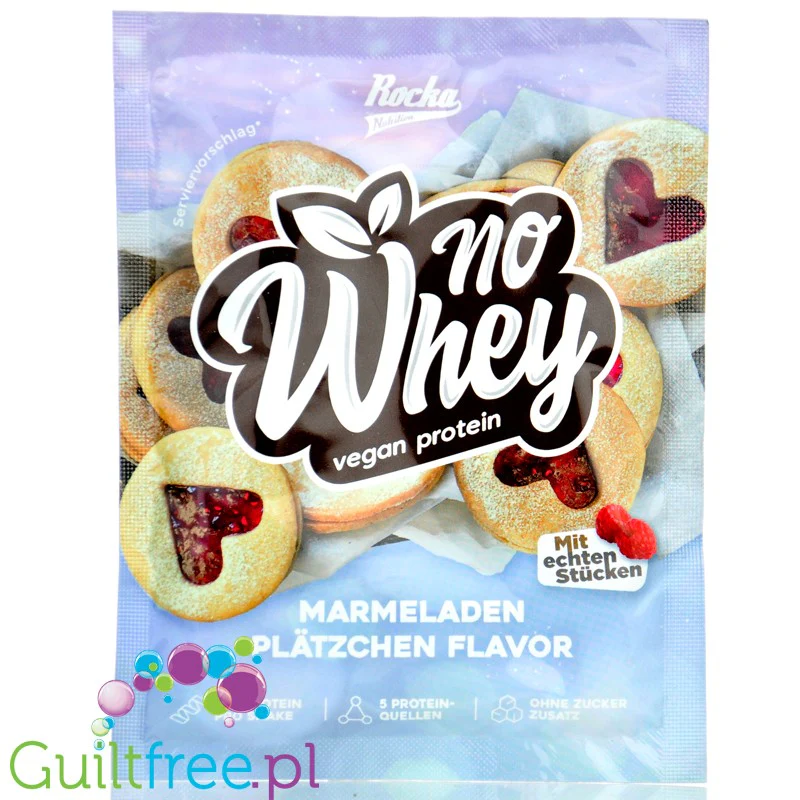 Rocka Nutrition NO WHEY Marmeladen Plätzchen 30g - wegańska odżywka białkowa 5 źródeł białka, bez glutenu