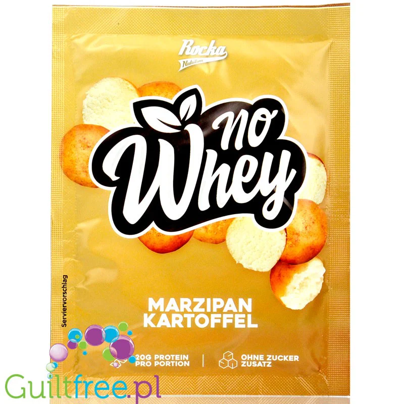 Rocka Nutrition NO WHEY Marzipankartoffel - wegańska odżywka białkowa 5 źródeł białka, bez soi i glutenu, saszetka