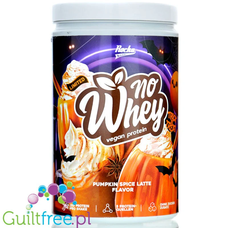Rocka Nutrition NO WHEY Pumpkin Spice Latte - wegańska odżywka białkowa 5 źródeł białka, bez glutenu