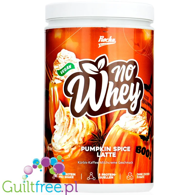 Rocka Nutrition NO WHEY Pumpkin Spice Latte - wegańska odżywka białkowa 5 źródeł białka, bez glutenu - Image 2
