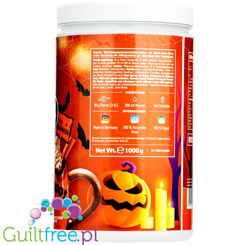 Rocka Nutrition NO WHEY Pumpkin Spice Latte - wegańska odżywka białkowa 5 źródeł białka, bez glutenu - Image 4