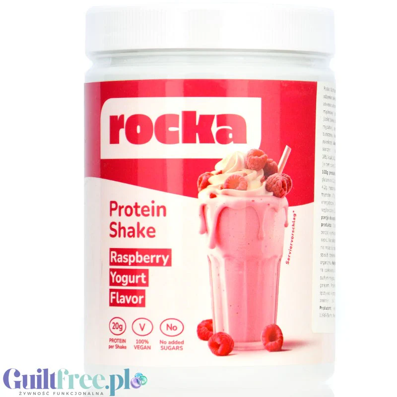 Rocka Nutrition NO WHEY Raspberry Yogurt 300g - wegańska odżywka białkowa 5 źródeł białka, smak Jogurt Malinowy