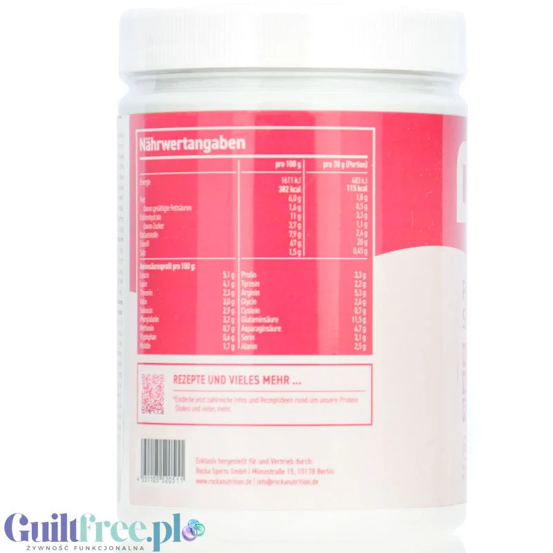 Rocka Nutrition NO WHEY Raspberry Yogurt 300g - wegańska odżywka białkowa 5 źródeł białka, smak Jogurt Malinowy - Image 3