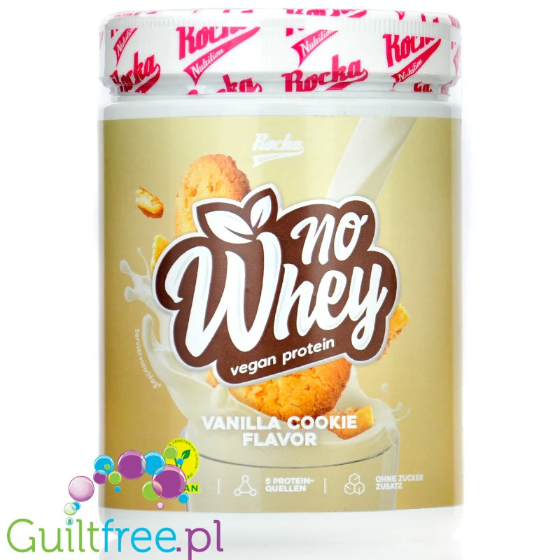 Rocka Nutrition NO WHEY Vanilla Cookie 300g - wegańska odżywka białkowa 5 źródeł białka bez soi - Image 3